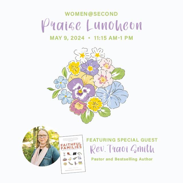 May 9
Enjoy lunch and presentation with speaker Traci Smith, ordained minister, mother of three, and bestselling author of the Faithful Families series.


