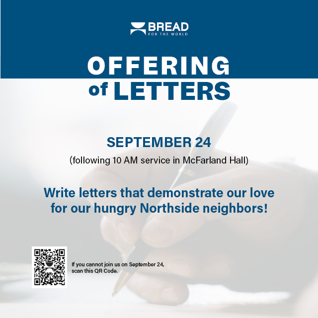 September 24
Send your representatives a letter about food security issues. 
