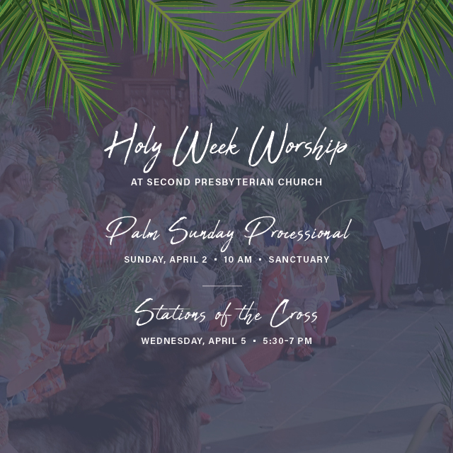 Palm Sunday Processional
Sunday, April 2 • 10 AM 

Stations of the Cross 
Wednesday, April 5 • 5:30–7 PM

All families with pre-K through high school students are invited!
